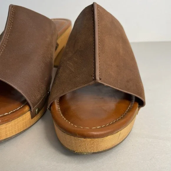 Clog Mules Sandals Brown Mia Women's 9 Faux Leather Boho Festival Hippie Clogs - Picture 10 of 13